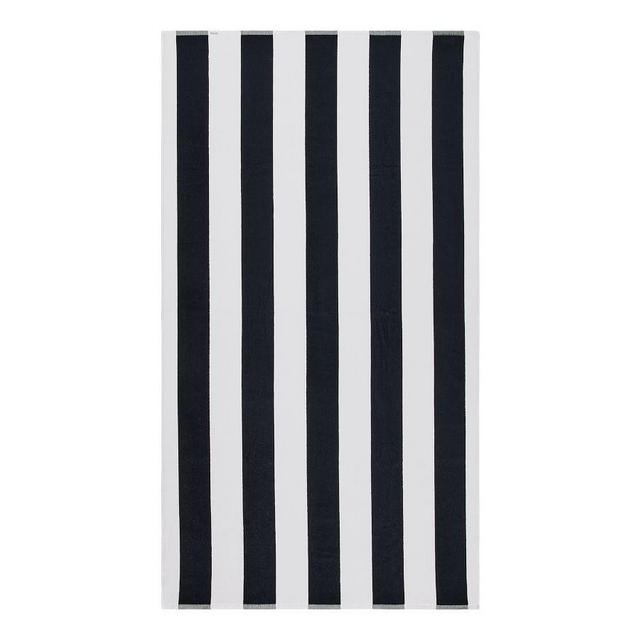 Black Classic Awning Striped Beach Towel