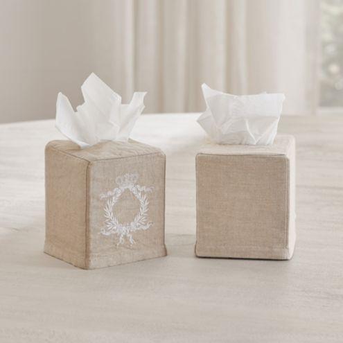 Embroidered Tissue Box Cover w/ F Monogram