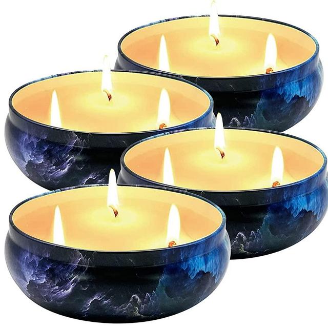 Citronella Candles Outdoor 4 Packs 3 Wick 13.5oz Large Soy Wax Scented Candle Set for Home Patio
