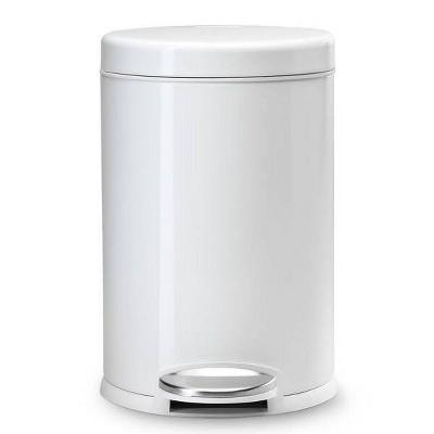 4.5L Round Step Open Trash Can White/Steel - simplehuman