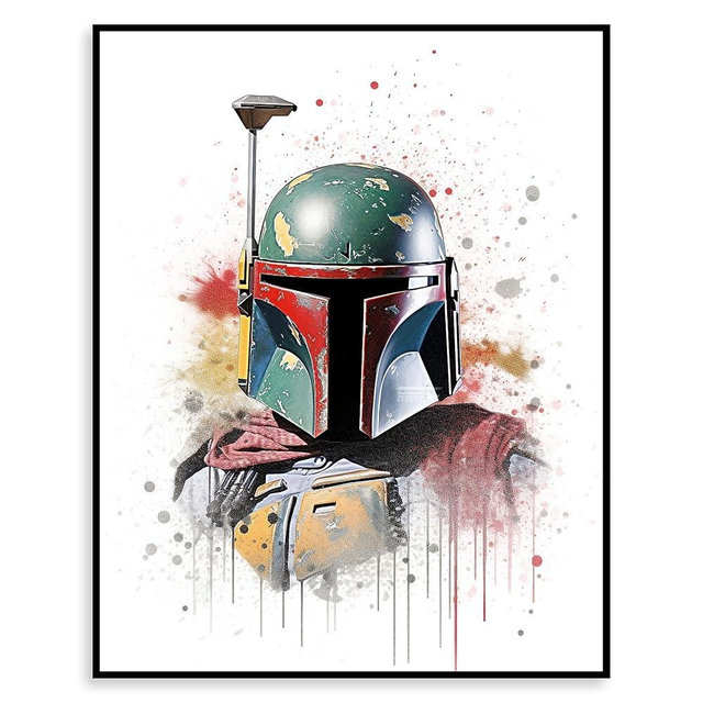 Star Wars Watercolor Art Print - Premium Giclee Fine Art Prints - Aesthetic Wall Décor Darth Vader Yoda Stormtrooper Print Poster set for Living Room and Bedroom Décor, Ready to Frame