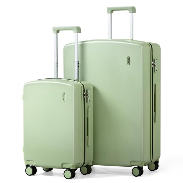 Hanke Hard Shell Luggage Sets 2 Pieces, Carry On and Checked Luggage Sets with Spinner Wheels, Durable PC Hardside Rolling Suitcase for Travel (20/28 Inch, Bamboo Green)
