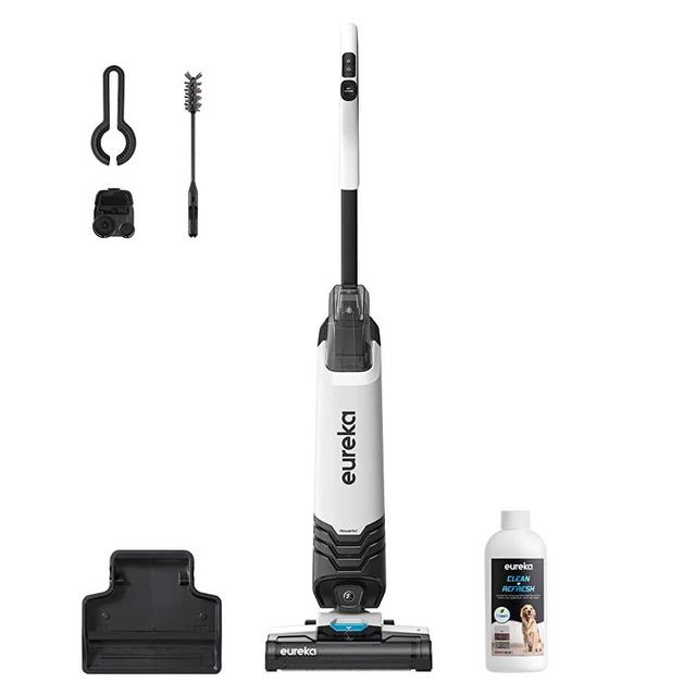 Eureka NEW200 All in One Corded Wet Dry Vacuum Cleaner and Mop for Multi-Surface Lightweight, Self-Cleaning System, for Hard Floors and Area Rugs, 2-in-1, Black and White