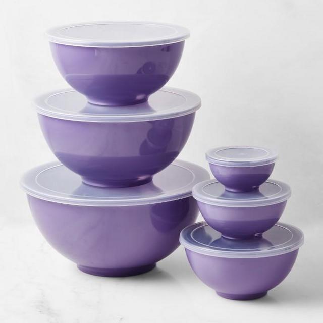 Melamine Mixing Bowls, Set of 6, Lavender