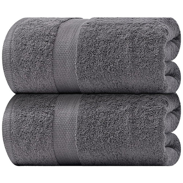 White Classic Luxury Soft Bath Sheet Towels - 650 GSM Cotton Luxury Bath Towels Extra Large 35x70 | Highly Absorbent and Quick Dry | Hotel Quality Extra Large Bath Towels Oversized, Dark Gray, 2 Pack