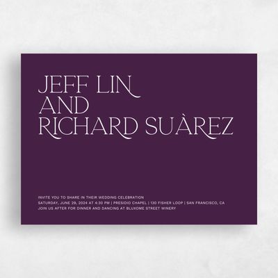 Eggplant, Purple Wedding Invitation - Hazeldale Landscape