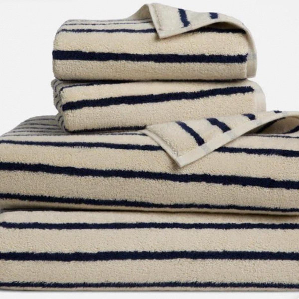 Super-Plush Turkish Cotton Bath Sheets - striped Midnight Navy