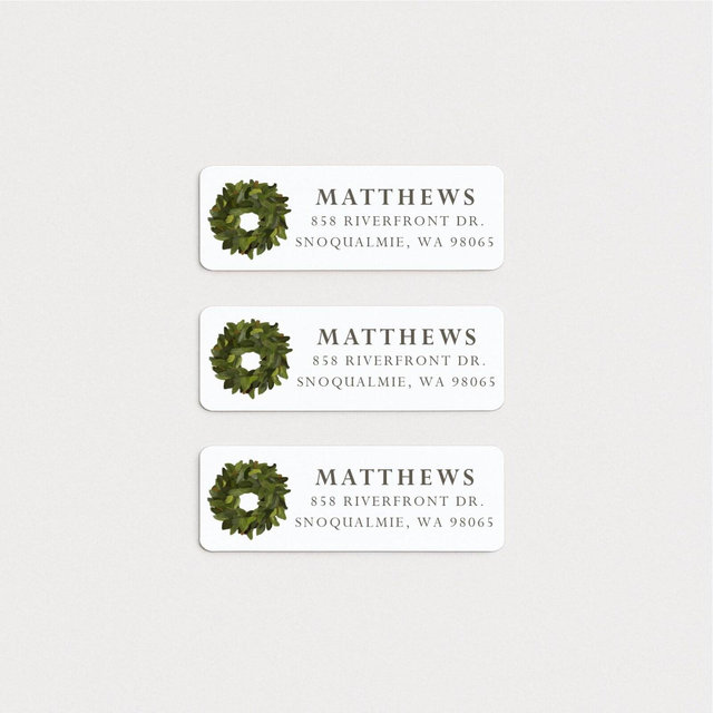 Magnolia Wreath Address Labels: Personalized Weatherproof Stickers (Set of 30), Farmhouse Label