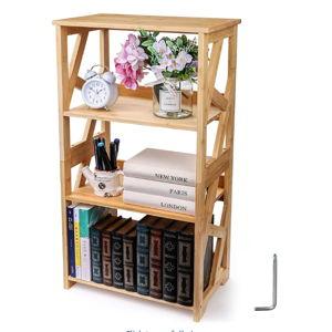 Hedume Bookcase, 3-Tier Open Shelf Bookcase, Small Bamboo Bookshelf, Bamboo Natural Shelving, Book Organizer Storage Open Shelf Rack, Display Shelves for Bedroom, Living Room, Office, Bathroom