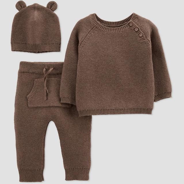 Carter's Just One You® Baby Boys' 3pc Sweater Top & Bottom Set - Brown 12M