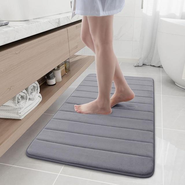 Buganda Memory Foam Bath Mat Rug, 44" x 24", Ultra Soft and Non-Slip Bathroom Rugs, Water Absorbent and Machine Washable Bath Rug Runner for Bathroom, Shower, and Tub, Dark Grey