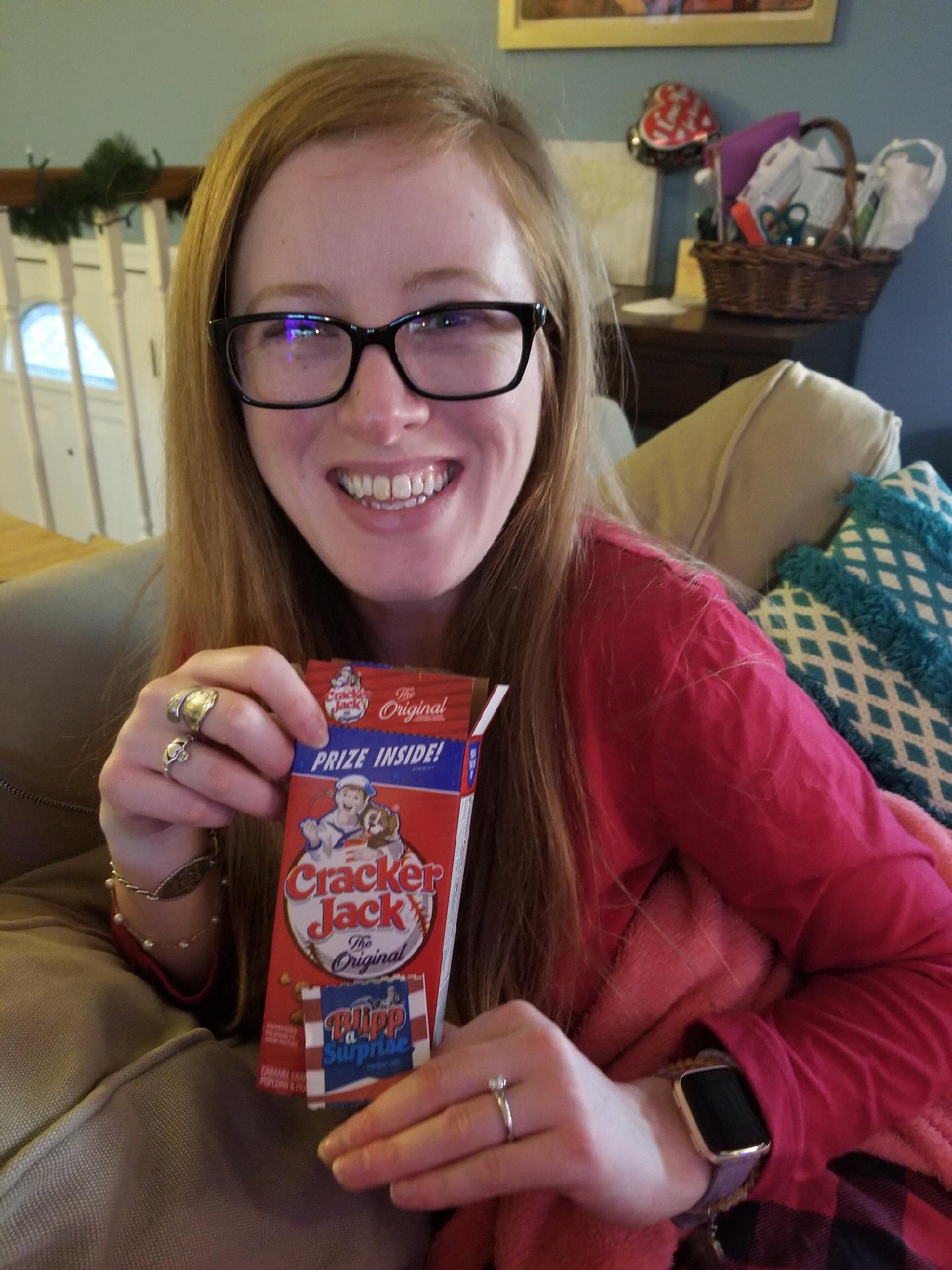 I got an actual prize in that Cracker Jack box!!! A diamond ring! Boy did my Christmas Eve go from good to wonderful in a matter of minutes!
