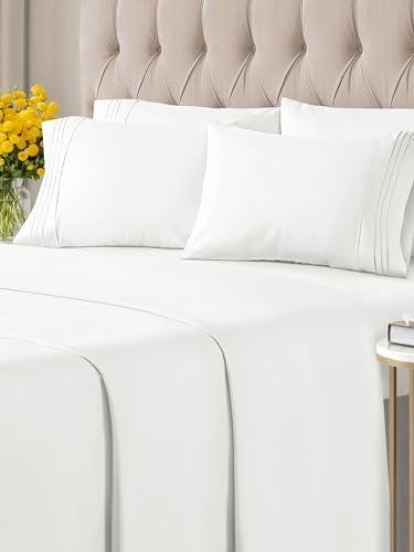 Queen 6 Piece Sheet Set - Breathable & Cooling Bed Sheets - Hotel Luxury Bed Sheets for Women, Men, Kids & Teens - Sheets w/ Deep Pockets & Easy Fit - Soft & Wrinkle Free - Queen Antique White Sheets