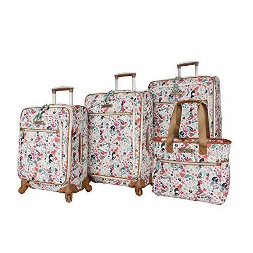 Lily Bloom Luggage Set 4 Piece Suitcase Collection With Spinner Wheels For Woman (Sea Garden)