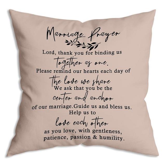 ZNGFON Marriage Prayer Pillow Covers 18x18, Anniversary Decor Christian Wedding Gifts, Cool Bridal Shower Gifts (Tawny)