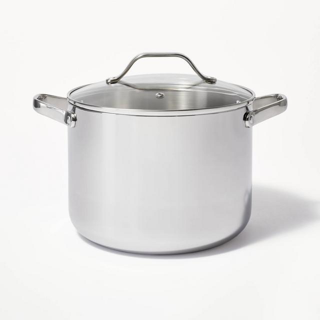 8qt Stainless Steel Tall Stock Pot Silver - Figmint™