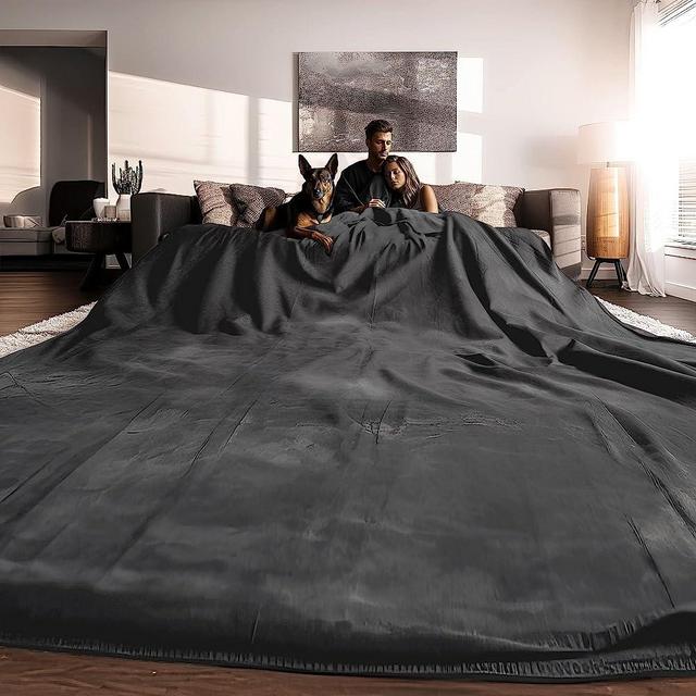 Oversized Blanket 120x120 for Families, Couples & Friends - Extra Large Blanket - Biggest Blanket in the World - 10x10 Family Blanket - Super Cozy Fleece Throw - Biggest Gift of 2023 (Dark Gray)