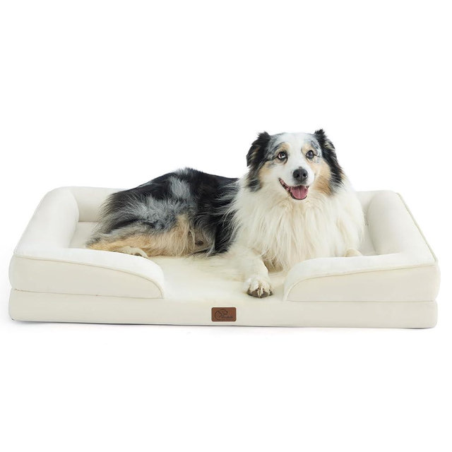 Bedsure XL Orthopedic Dog Bed for Extra Large Dogs - Washable XLarge Dog Cat Bed Waterproof, Comfort Dogs Couch Sofa with Washable Removable Cover, Pet Bed with Nonskid Bottom, Ivory, 42"