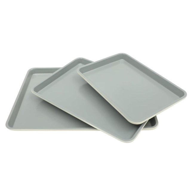 Sur La Table Kitchen Essentials Bake Sale 3-Piece Cookie Sheet Set – Nonstick Carbon Steel Baking Pans (13, 15, 18 Inch) – Grey Easy-Clean Oven Trays for Cookies, Roasting & More