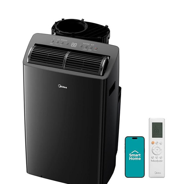 Midea Duo 14,000 BTU (12,000 BTU SACC) High Efficiency Inverter Ultra Quiet Portable Air Conditioner, with Heat up to 550 Sq. Ft., Works with Alexa/Google Assistant, with Remote Control & Window Kit"