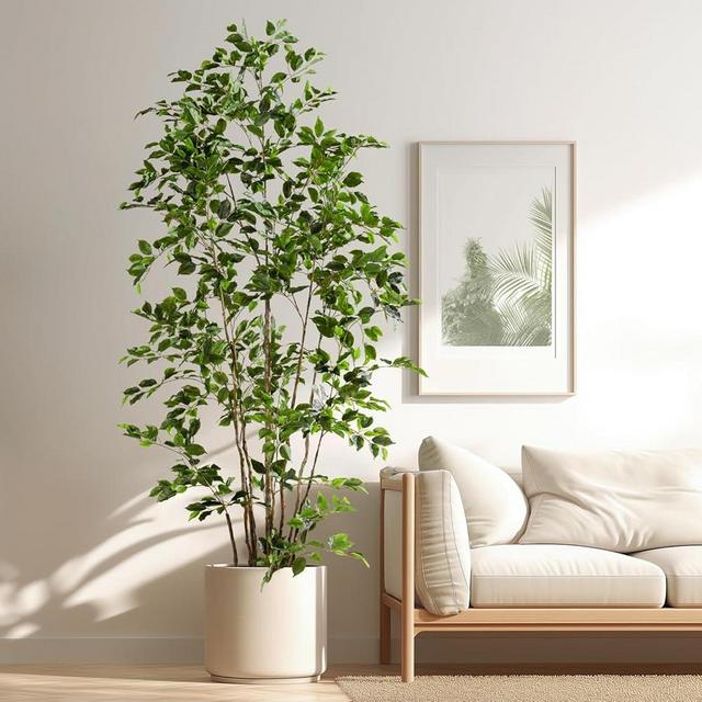 Bailikang 8ft Artificial Ficus Tree-Artificial Plants Indoor,Faux Tree,Tall Fake Plants Indoor Fake Tree Artificial Trees for Home Decor Indoor,Living Room Corner Decor