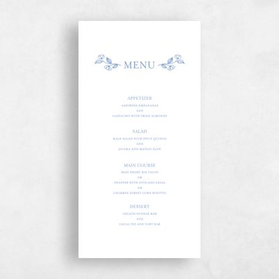 Dusty Blue Wedding Menu - Kalispell Letterpress