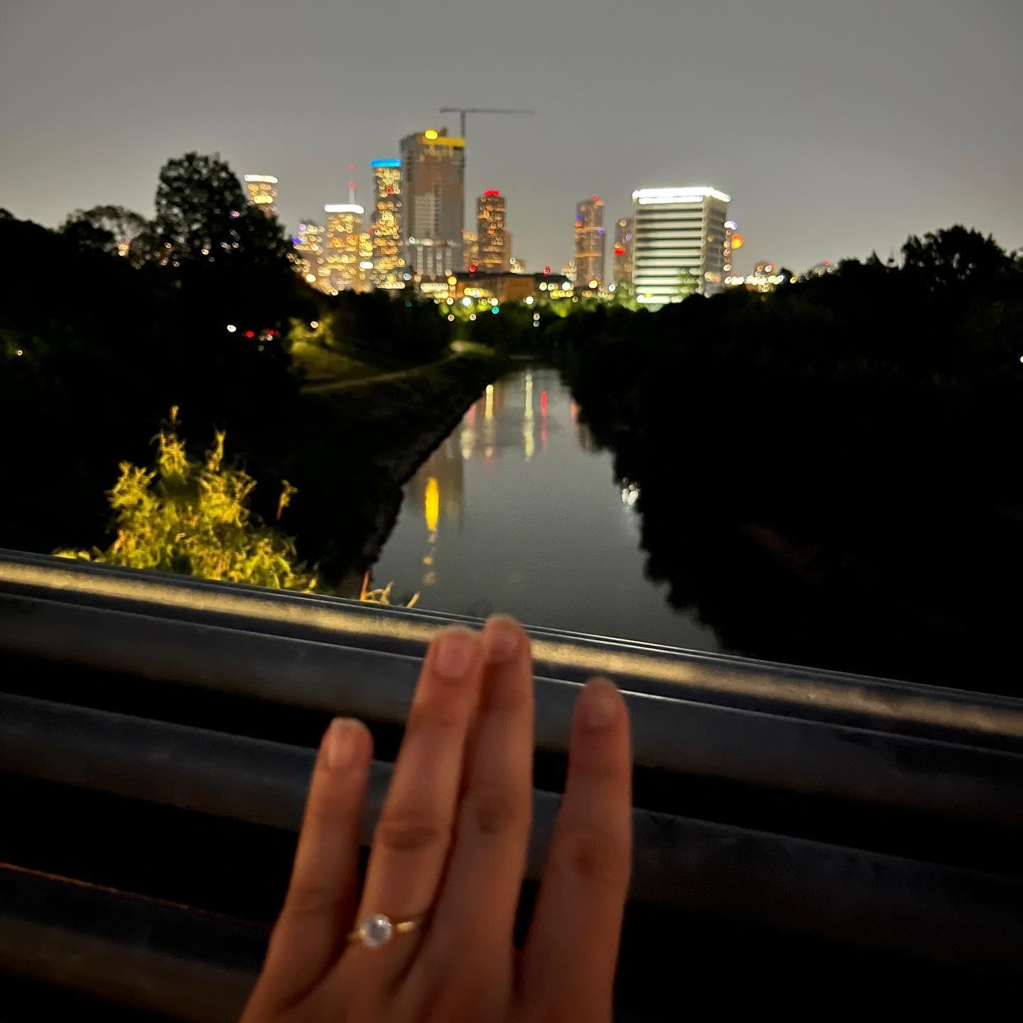 Maddie's proposal at Buffalo Bayou Park in Houston, TX