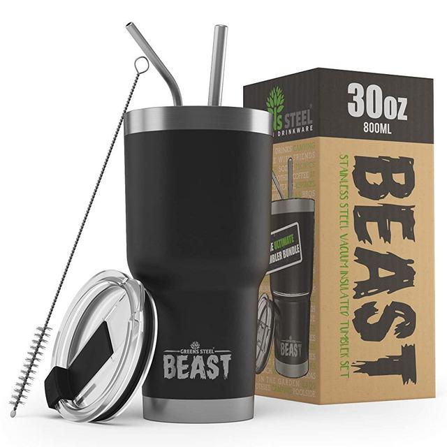 BEAST 30oz Black Tumbler - Stainless Steel Vacuum Insulated Coffee Cup Double Wall Travel Flask