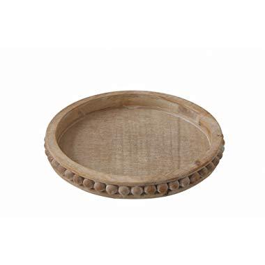 Creative Co-Op Whitewashed Round Decorative Wood Tray