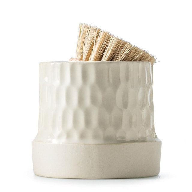 Zoeeker Sponge Holder, Ceramic Kitchen Sink Sponge Holder Sink Caddy Kitchen Sink Organizer Sponge Tray for Sponges, Scrubbers, White