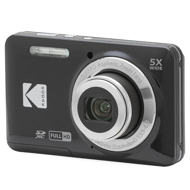 Kodak PIXPRO FZ55-BK 16MP CMOS Sensor Digital Camera 5X Optical Zoom 28mm Wide Angle 1080P Full HD Video 2.7" LCD Vlogging Camera (Black)