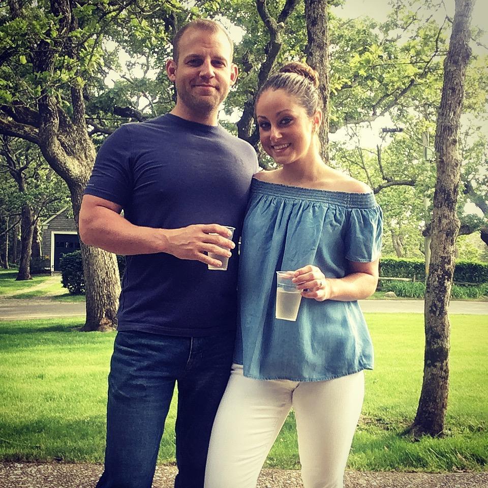 Enjoying a cocktail on the porch overlooking the ocean view during our Martha's Vineyard vacation, 2018