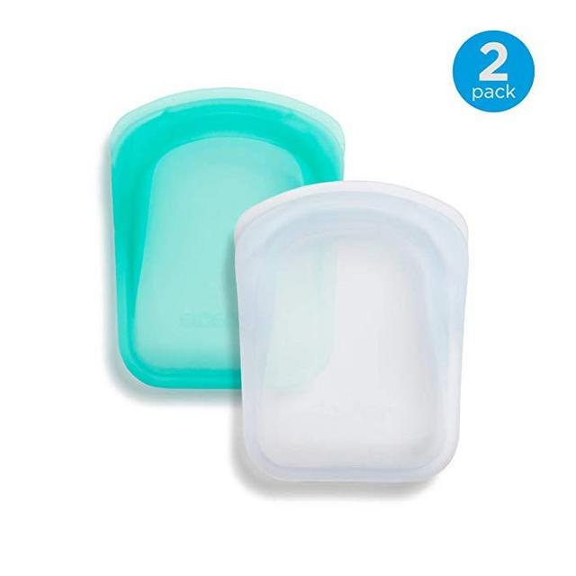 Stasher Pocket 100% Silicone Bags, Small Storage Size - Clear + Aqua