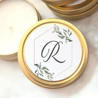 Botanical Monogram Custom Wedding Favor Candle, Set of 25