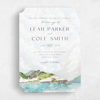 Grey Ticket Wedding Invitation - Sorrentine Portrait