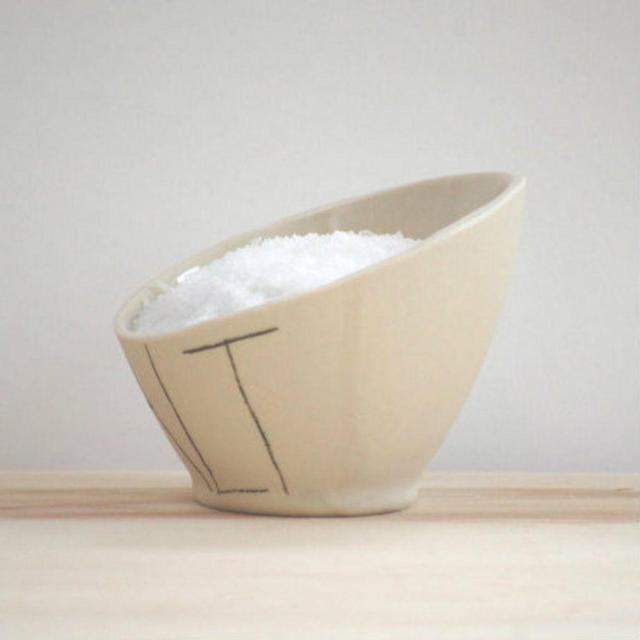 Porcelain Salt Cellar with Gold Tipped Spoon