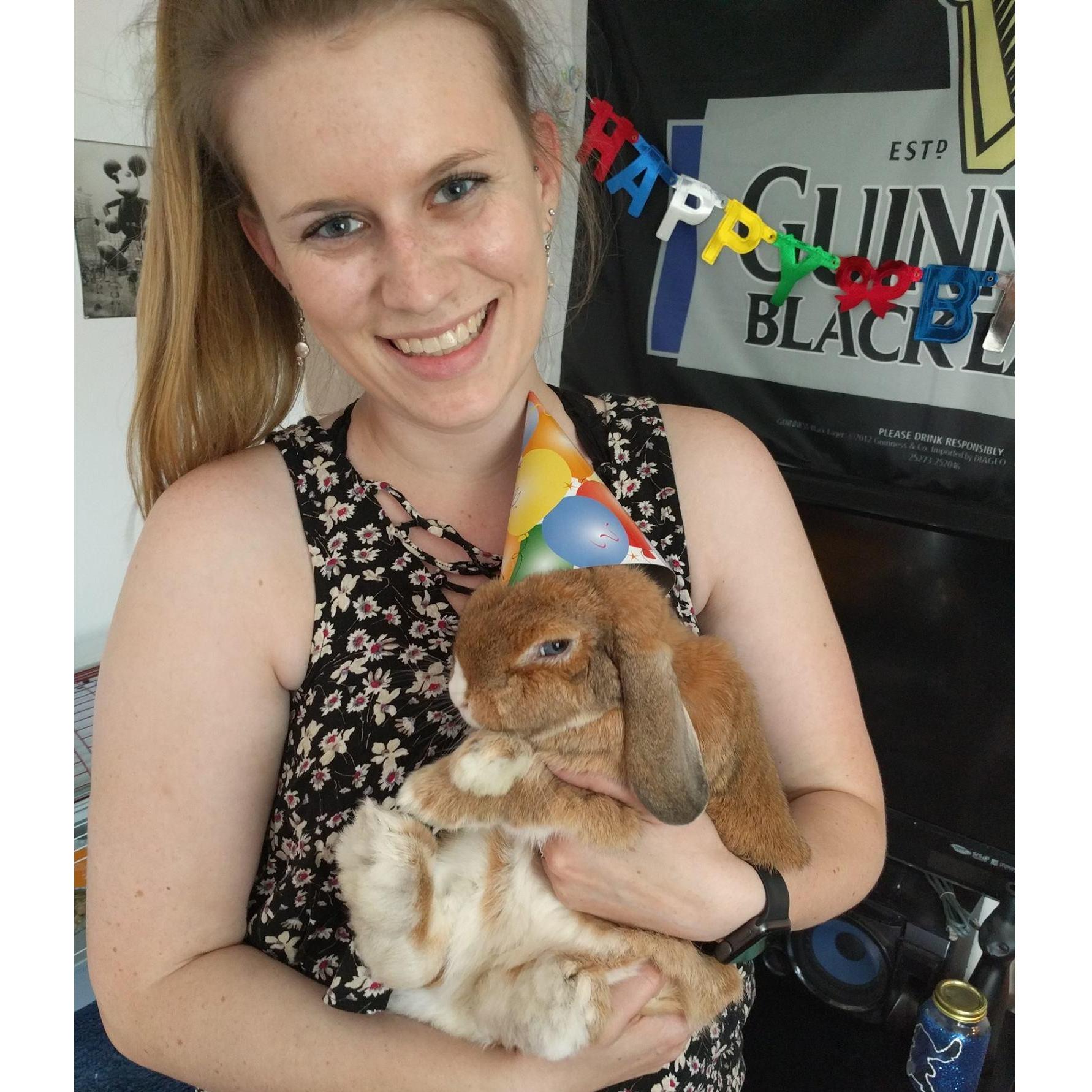 Winnie helping Lauren celebrate her 23rd birthday.