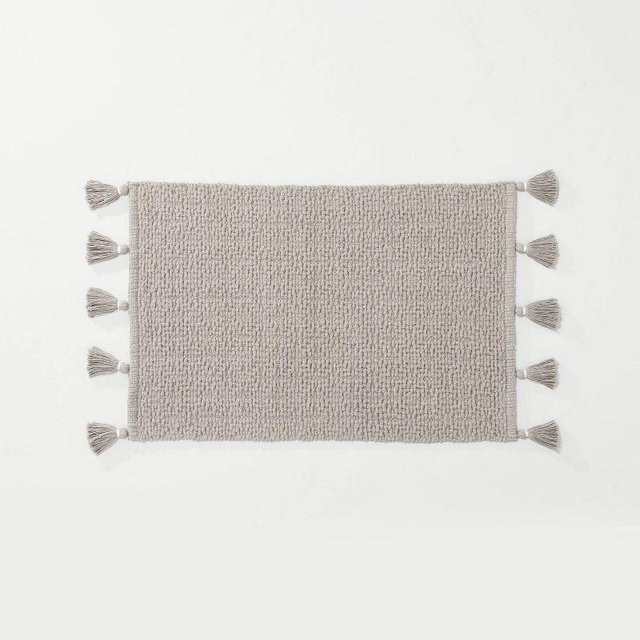 20" x 32" Solid Tassels Bath Rug Gray - Hearth & Hand™ with Magnolia