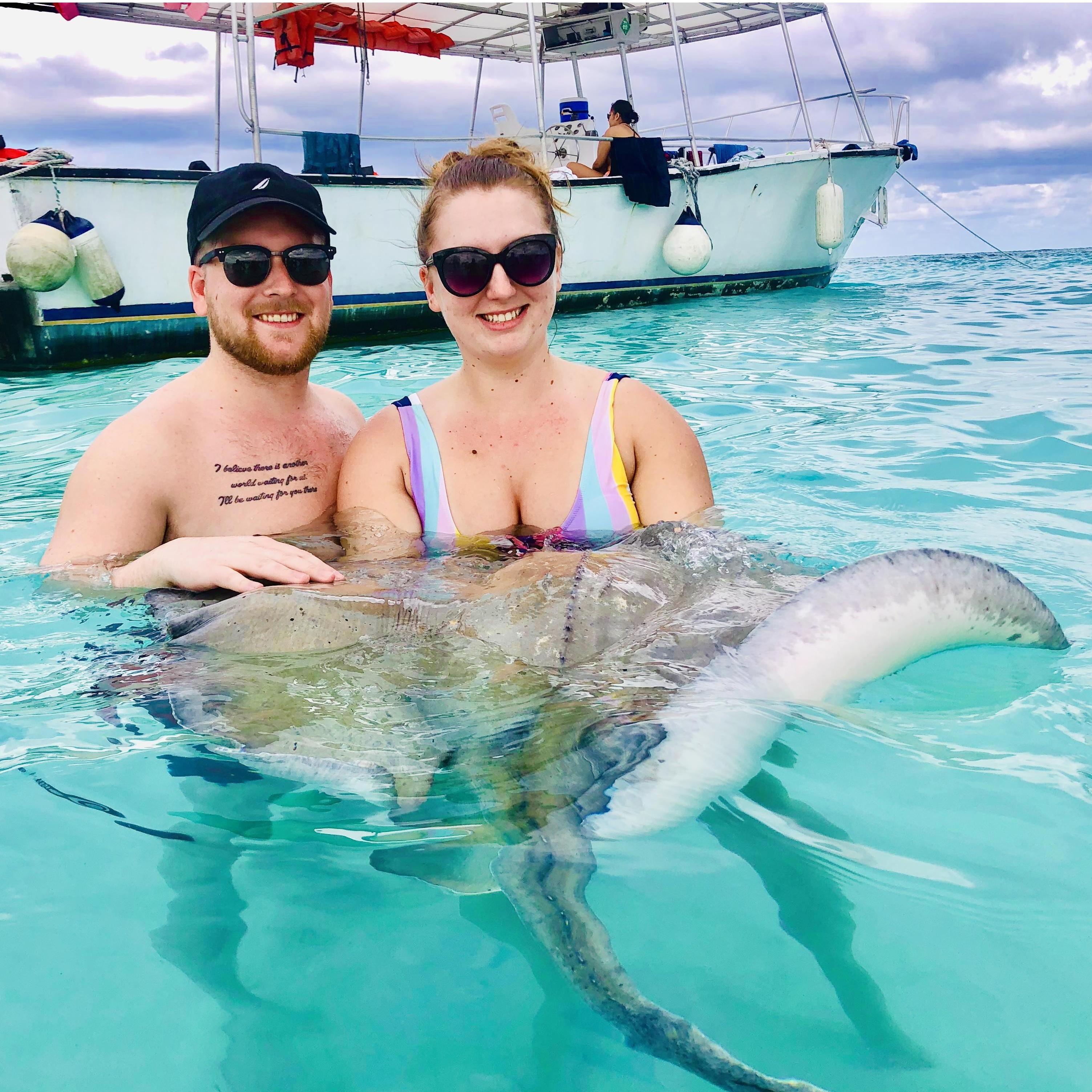 Swimming with stingrays at the Cayman Islands! The clearest water! We will be back!!