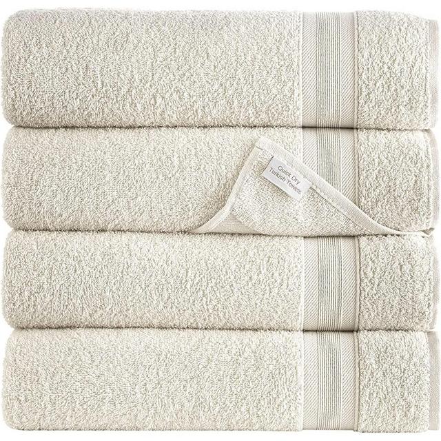 All Design Quick-Dry, Soft, High Absorbent 100% Cotton Towels for Bathroom Guests Pool Gym Camp Travel College Dorm Cappadocia Collection (4 Piece Bath Towel, Ivory Lace)