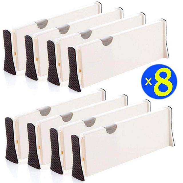 Normei Drawer Dividers 11"-17" Expandable Adjustable Dresser Drawer Organizers Divider for Clothes, Silverware and Utensils fit Kitchen, Bedroom, Bookcase, Baby Drawer with Instructions (8 Pack)
