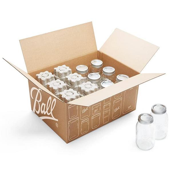 Ball Regular Mouth Quart Canning Jars, 12 Pack, CLear