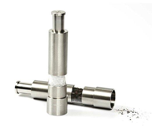 Salt And Pepper Grinder Set, Grind Gourmet Original Pump & Grind Cooking Gadgets, Spice Grinder, Pepper Mill, Salt N Pepper Grinders, Free Pep Spice and Salt , Unique Gifts