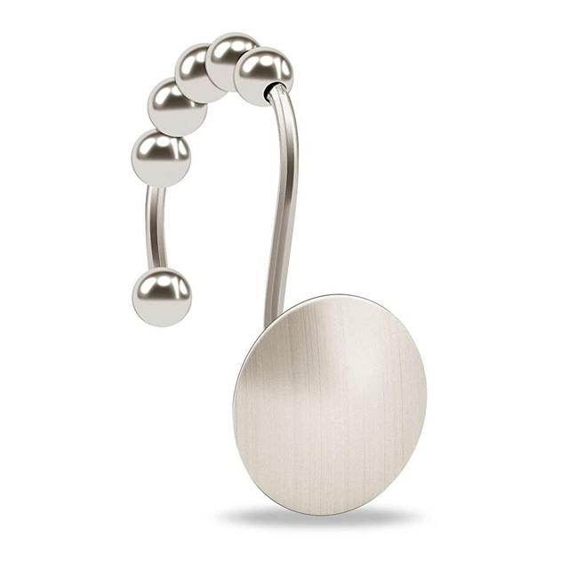Nickel Shower Curtain Hooks Rust Proof：Durable Metal Shower Curtain Rings Easy Glide Shower Hooks for Shower Curtain Peyton Decorative Shower Curtain Hooks,Set of 12 Shower Rings