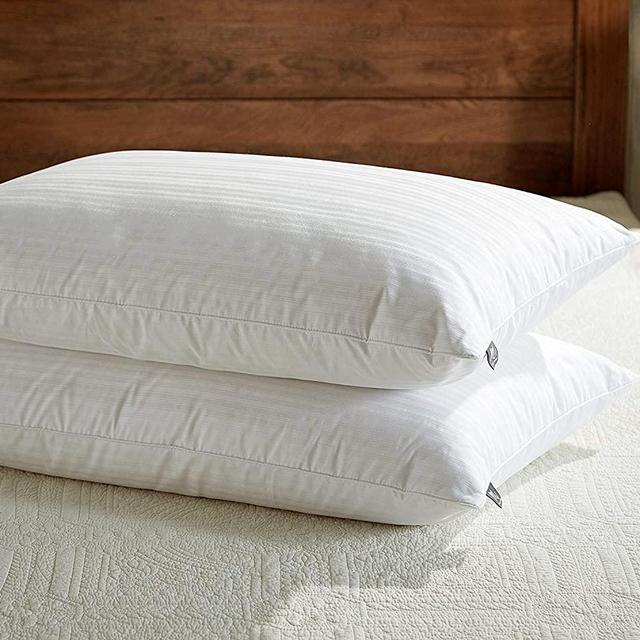 downluxe Goose Feather Down Pillow - Set of 2 Bed Pillows for Sleeping with Premium 100% Cotton Shell, King