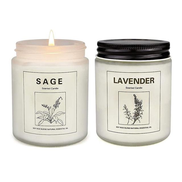 Sage Candles for Home Scented, Aromatherapy Lavender Candle, Soy Wax Candle Set 2 Pack, Women Mother's Day Gift with Strongly Fragrance Jar Candles
