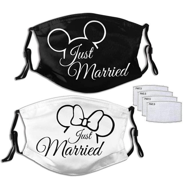 Harataki Couples Face Mask Decorative Balaclava Bandanas Wedding Engagement Dust Mouth Cover with 2 Pcs for Women Men