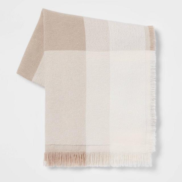 Woven Color Block Throw Blanket Neutral - Threshold™