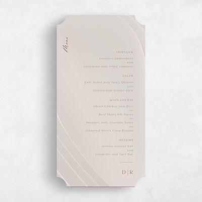 Beige Ticket Wedding Menu - Asher