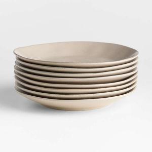 Marin White Dinner Plates, Sand, Set of 8 + Reviews | Crate & Barrel